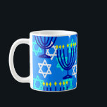 Hanukkah Menorahs Coffee Mug<br><div class="desc">This mug has a Hanukkah design of menorahs and stars on a blue background. Great for the season.</div>