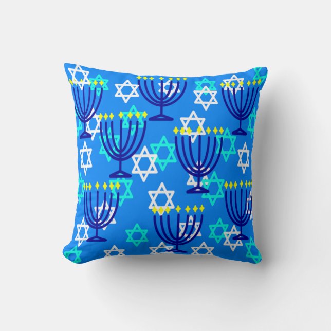 Hanukkah Menorahs Throw Pillow (Front)