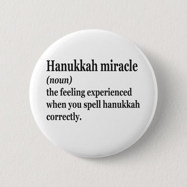 Hanukkah Miracle Funny Chanukah Jewish Definition  Button (Front)