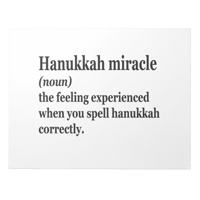 Hanukkah Miracle Funny Chanukah Jewish Definition Notepad (Front)