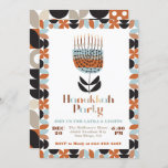 Hanukkah Mod Menorah Party Invitation<br><div class="desc">Hanukkah Mod Menorah Party Invitation
Fun and modern Hanukkah Party party invitation. Features and stylized flower menorah with mod geometric elements in colors of terracotta,  black,  dusty blue,  tans,  and grey tones. Need help,  just email at tkatz@me.com</div>