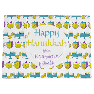 Hanukkah modern funny add your name custom large gift bag