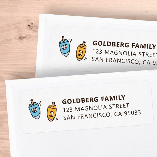 Hanukkah Modern Simple Dreidel Shipping Address Label (Creator Uploaded)