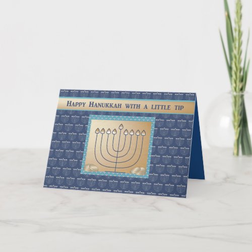 Hanukkah Money enclosed Menorah with gold coins Holiday Card