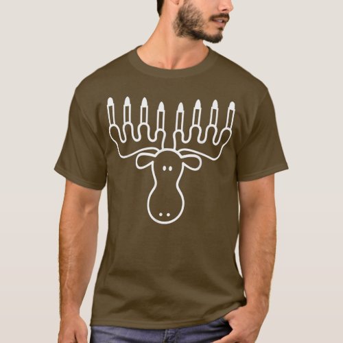 Hanukkah Moose Menorah Funny Jewish  T_Shirt