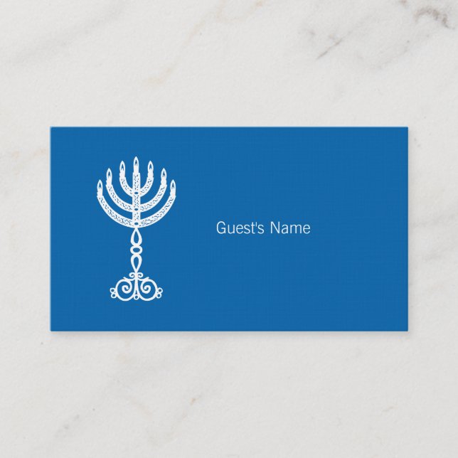 Hanukkah Motif blue Place Card (Front)