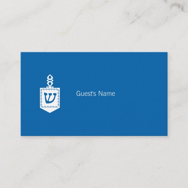 Hanukkah Motif Dreidel blue Place Card (Front)