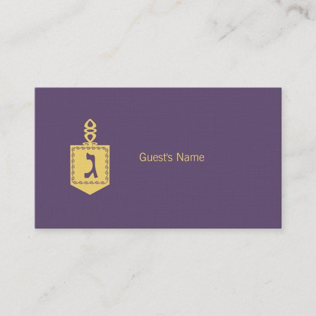 Hanukkah Motif Dreidel purple Place Card (Front)