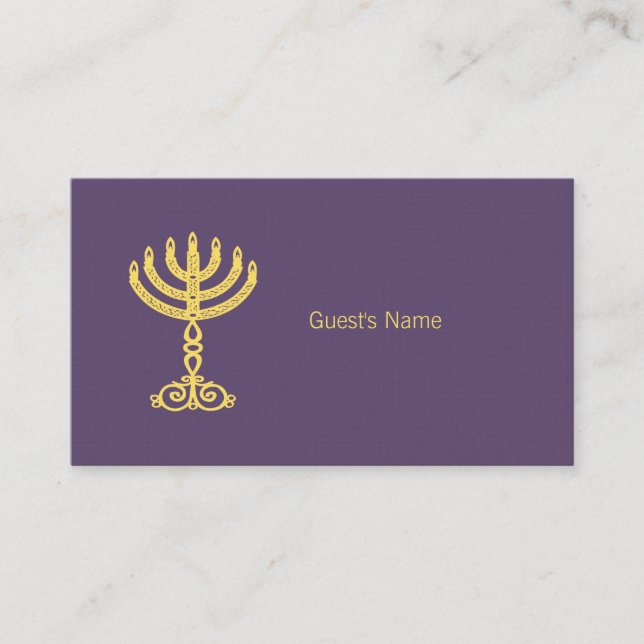 Hanukkah Motif purple Place Card (Front)