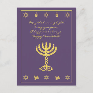 Hanukkah Motif purple Postcard