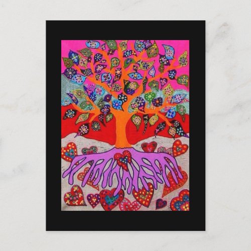 Hanukkah My Hearts Flower for You Tree of Life Postcard