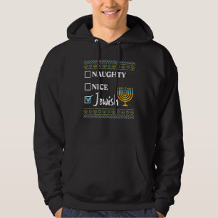 Hanukkah Naughty Nice Jewish Ugly Christmas Hoodie