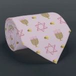 Hanukkah  neck tie<br><div class="desc">Pink and Gold Hanukkah Tie</div>