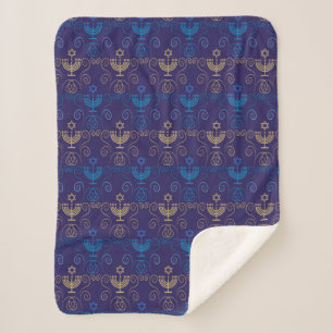Hanukkah Night ornamental decoration for Sherpa Blanket