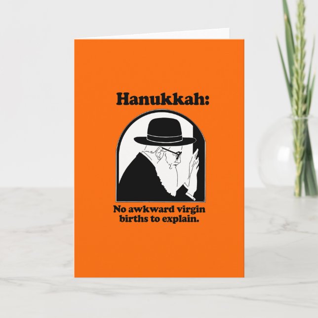Hanukkah - No awkward virgin births Holiday Card (Front)