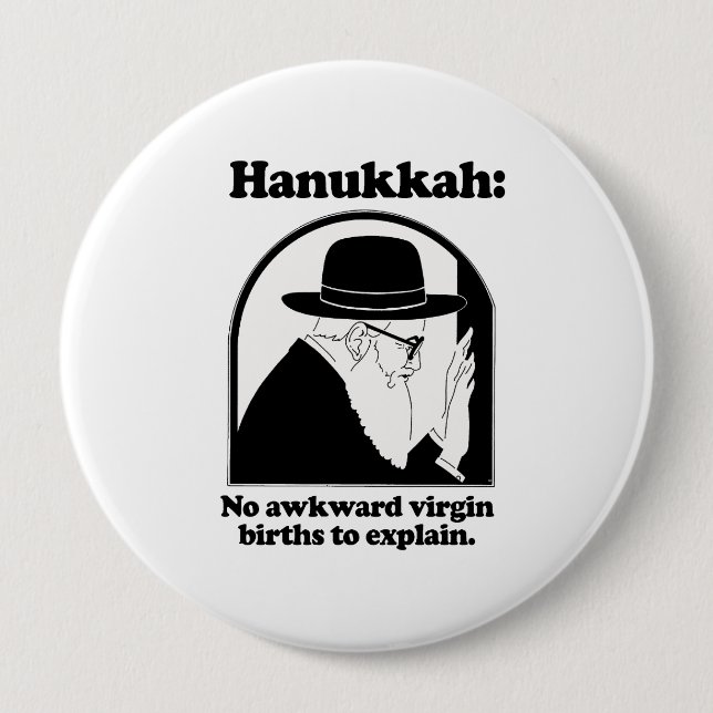 Hanukkah - No awkward virgin births Pinback Button (Front)