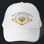 HANUKKAH NOT TODAY SANTA Funny Floral Hand-drawn Trucker Hat<br><div class="desc">Hand drawn florals by me for you.  Add your own text if you like. For more designs and colors check my shop! Or let me know if you'd like something custom.  Ask if you don't find what you need! :)</div>