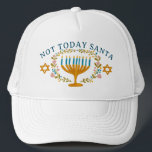 HANUKKAH NOT TODAY SANTA Funny Floral Hand-drawn Trucker Hat<br><div class="desc">Hand drawn florals by me for you.  Add your own text if you like. For more designs and colors check my shop! Or let me know if you'd like something custom.  Ask if you don't find what you need! :)</div>