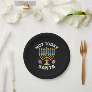 Hanukkah Not Today Santa Jewish Chanukah Paper Plates