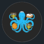 Hanukkah Octopus Chanukah Jewish s Classic Round Sticker<br><div class="desc">Hanukkah Octopus Chanukah Jewish s</div>
