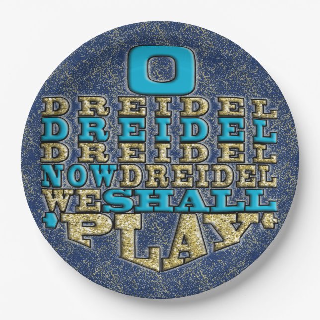 Hanukkah ODreidel Paper Plates (Front)