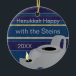 Hanukkah "Oil Lamp/Gold" Circle Ornament<br><div class="desc">Hanukkah "Oil Lamp/Gold" Circle Ornament. (2 sided) Personalize by deleting text on front and back of the ornament. Then using your favorite font color, size, and style, type in your own words. Thanks for stopping and shopping by. Much appreciated! Happy Chanukah/Hanukkah! Bring a lot more holiday cheer to your tree...</div>