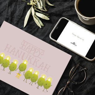 Hanukkah Olive Menorah Mauve Corporate Logo Card