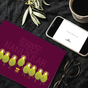 Hanukkah Olive Menorah Wine Corporate Logo Card