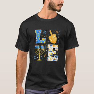 Hanukkah Pajamas Love Decorations Dreidel Menorah T-Shirt