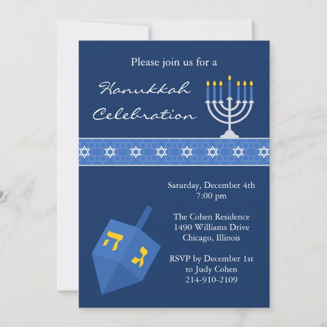 Hanukkah Party Invitation (Front)