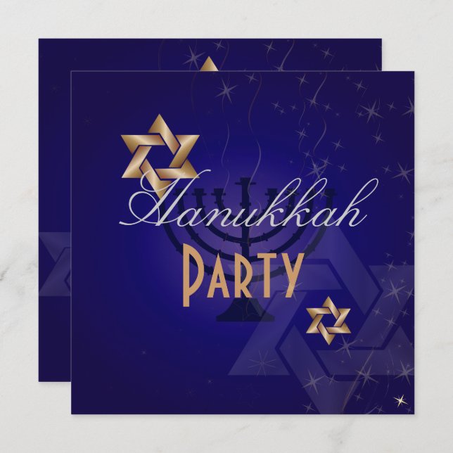 Hanukkah Party invitations (Front/Back)