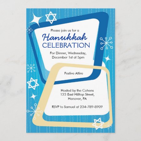 Hanukkah Party Invitations Retro