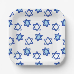 Hanukkah Party Star of David Blue Paper Plates