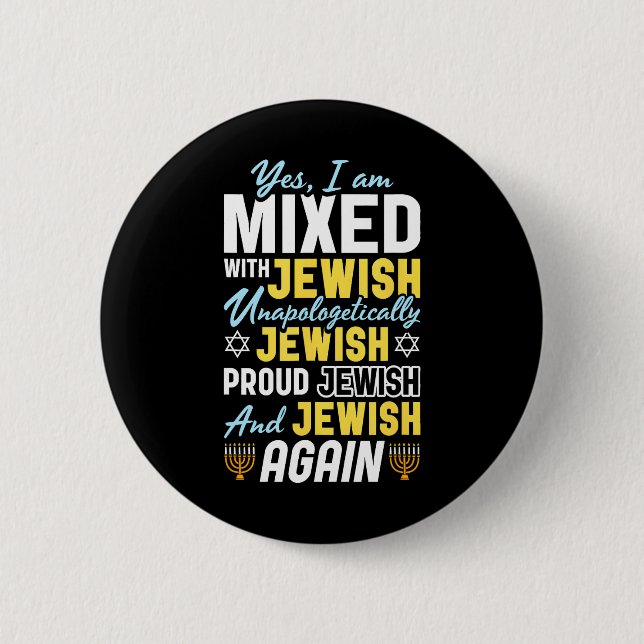 Hanukkah Passover Israel Jew Jewish Mixed Proud Button (Front)