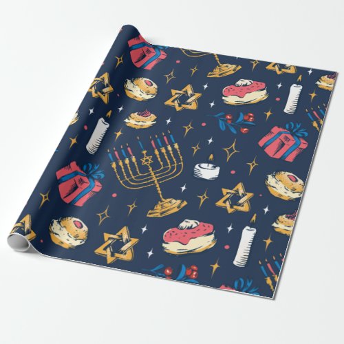 Hanukkah Pattern Hannukkah Jewish Gift Cute Summer Wrapping Paper