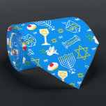 Hanukkah Pattern Neck Tie<br><div class="desc">Happy Hanukkah! Celebrate Hanukkah  this year with this Hanukkah Pattern. Navy blue background with white Menorah and another Hanukkah items.</div>