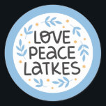 Hanukkah Peace and Latkes Sticker<br><div class="desc">Hanukkah design.</div>