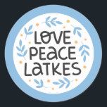 Hanukkah Peace and Latkes Sticker<br><div class="desc">Hanukkah design.</div>