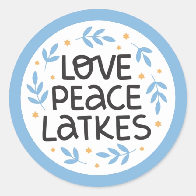 Hanukkah Peace and Latkes Sticker (Front)