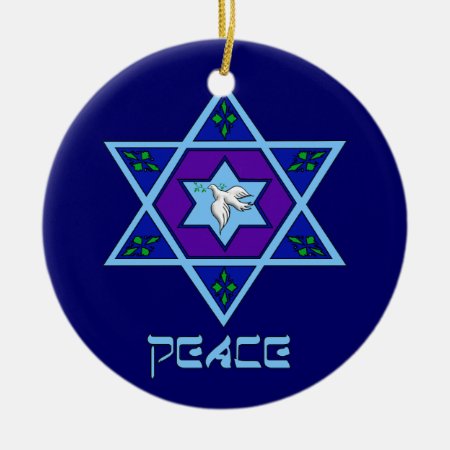 Hanukkah Peace Art Ceramic Ornament
