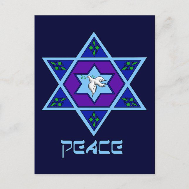 Hanukkah Peace Art Holiday Postcard (Front)