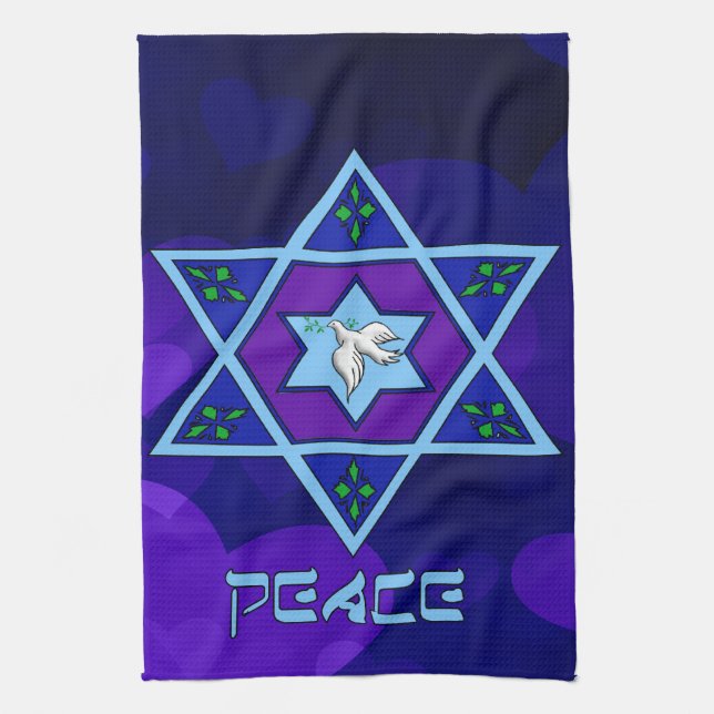 Hanukkah Peace Art Kitchen Towel (Vertical)