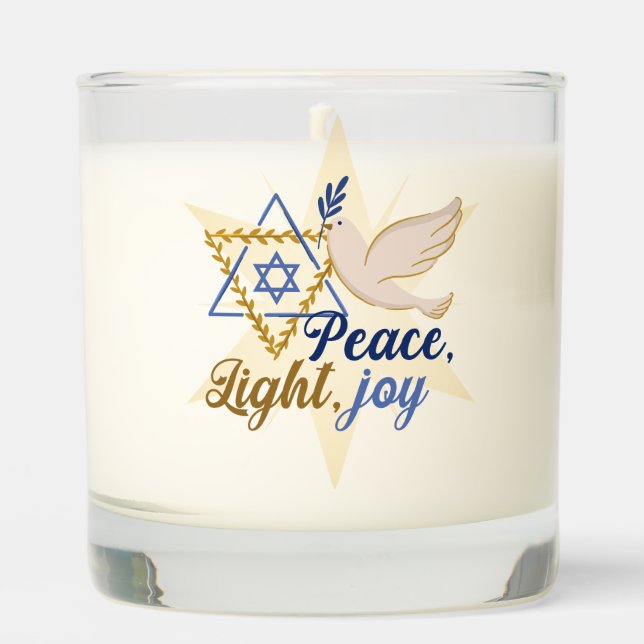 Hanukkah Peace, Light, Joy  Scented Candle (Front)