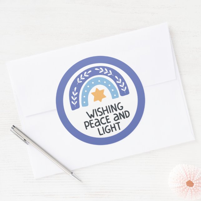 Hanukkah Peace Light Sticker (Envelope)