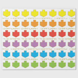 Hanukkah Personalize Giftwrap "Dreidel Colors" Wrapping Paper