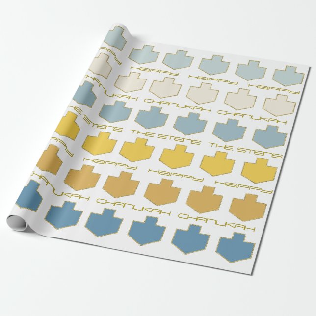 Hanukkah Personalize Giftwrap "Dreidel Palette" Wrapping Paper (Unrolled)