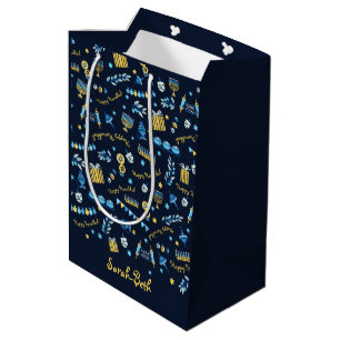 Hanukkah Personalized Menorah Dreidel Gift Bag