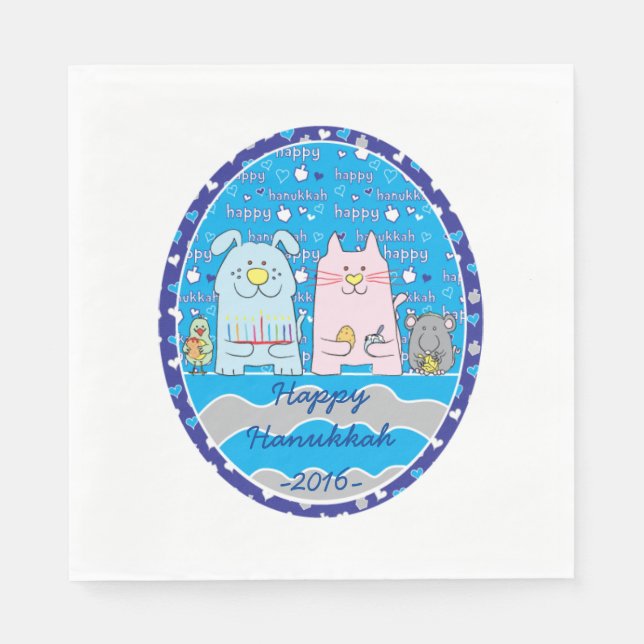 Hanukkah Pets Napkins Standard Size (Front)