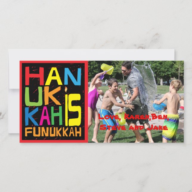 Hanukkah Photo Card/2 sided Hanukkah is Funukkah Holiday Card (Front)
