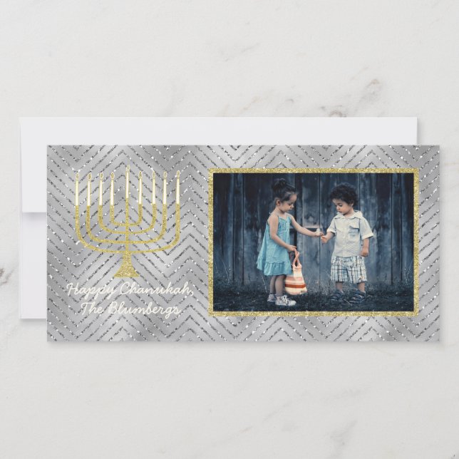 Hanukkah Photo Card "Elegant Menorah" (Front)